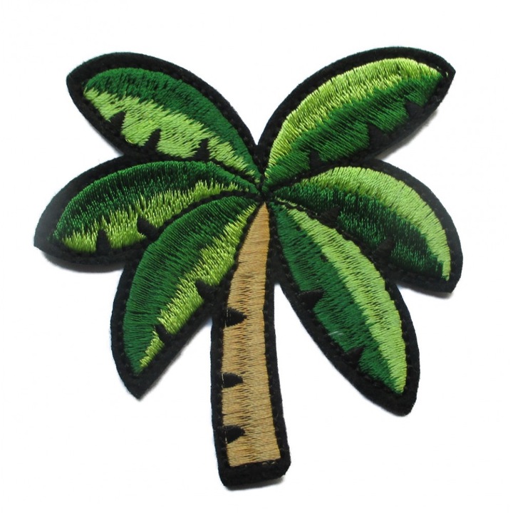 Petic textil Palm Tree, 8x7.5 cm, Verde/Maro