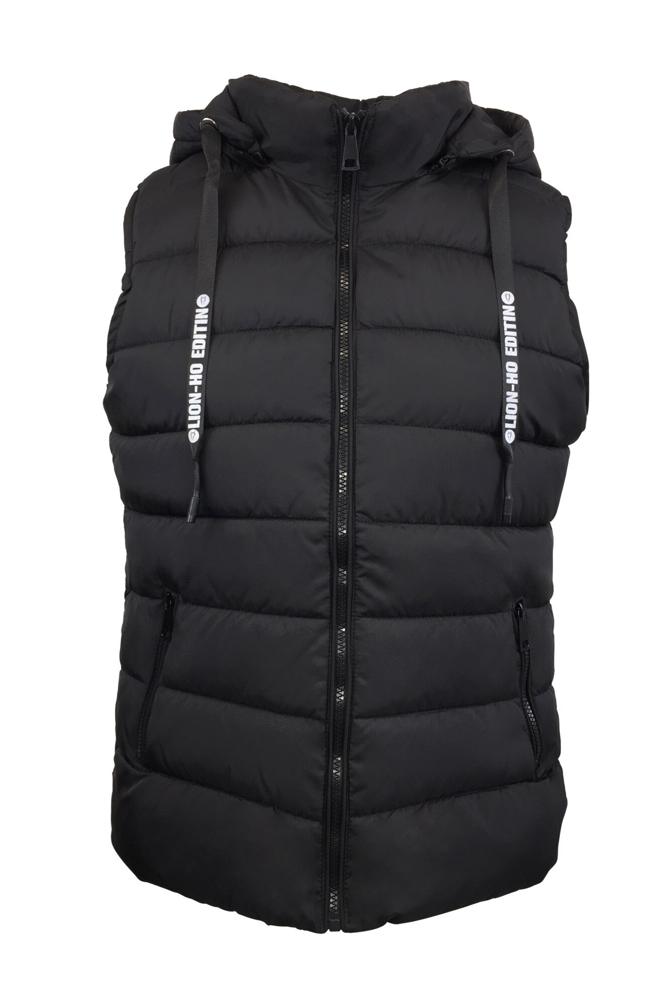 Vesta matlasata dama, UNIVERS FASHION, gluga detasabila, culoare neagra
