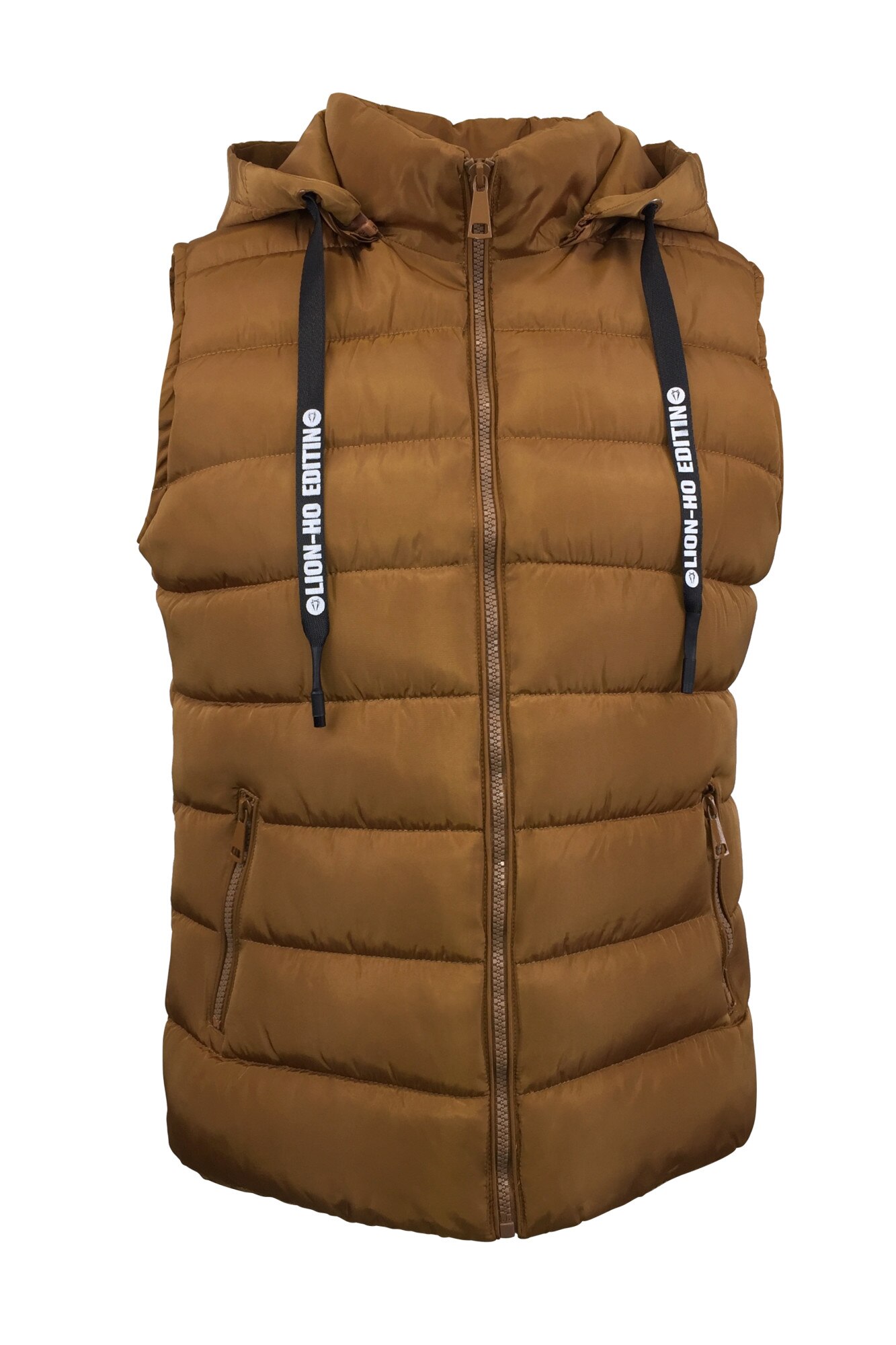 Vesta matlasata dama, UNIVERS FASHION, gluga detasabila, culoare galben mustar