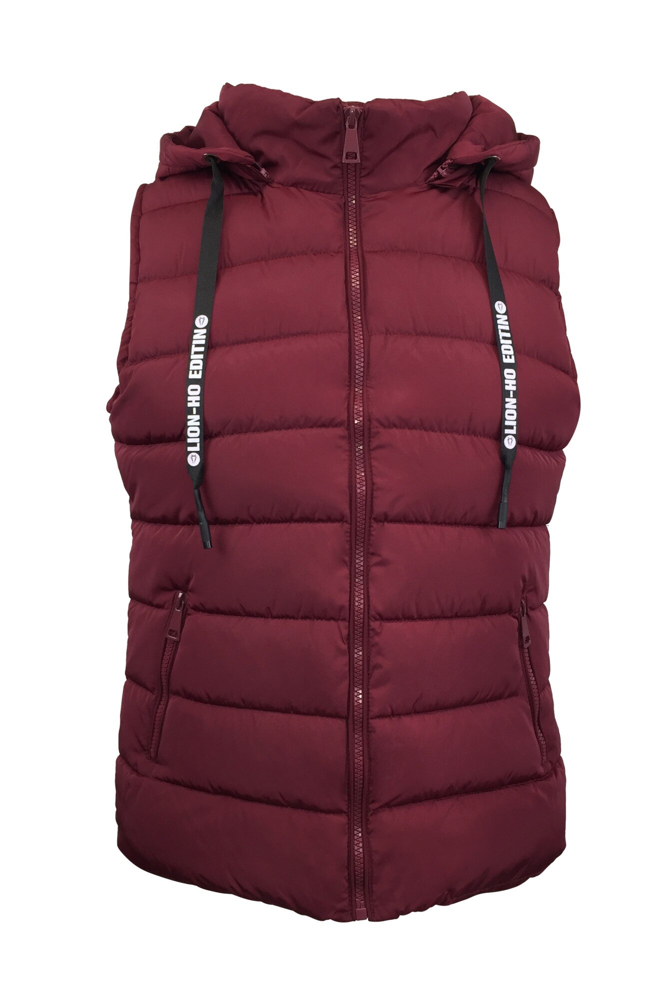 Vesta matlasata dama, UNIVERS FASHION, gluga detasabila, culoare visiniu