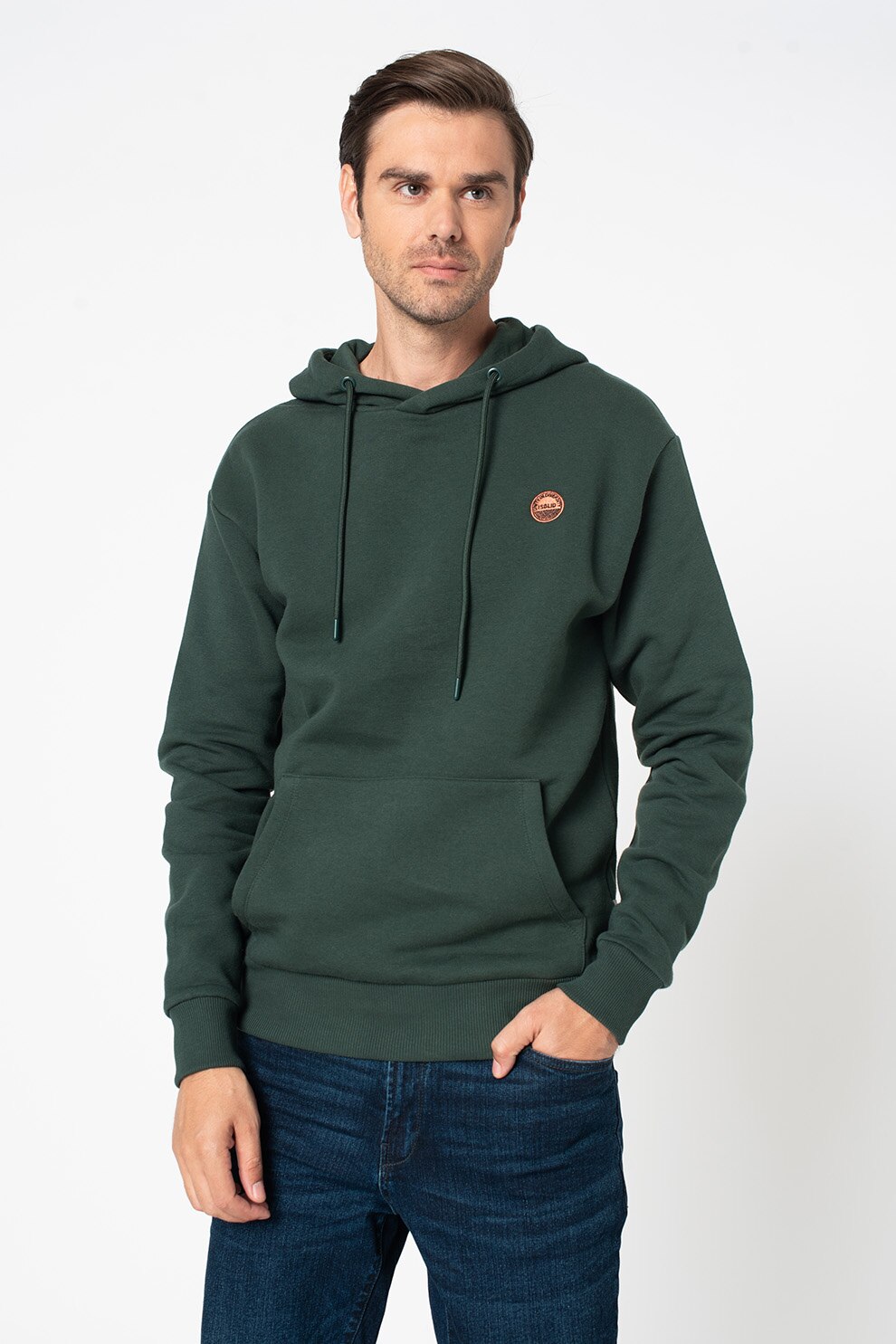 !Solid, Hanorac cu buzunar kangaroo Pietro, Verde englez