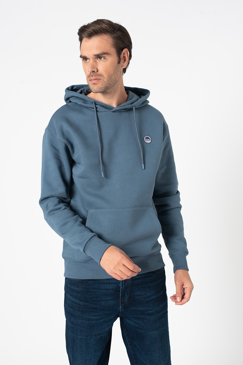 !Solid, Hanorac cu buzunar kangaroo Pietro, Albastru petrol