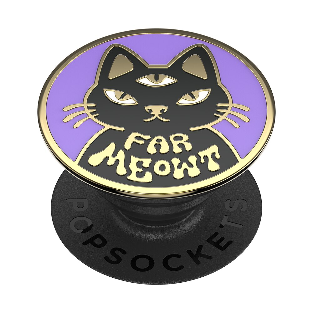 Suport universal de telefon si tableta PopSockets® ,accesoriu din metal si acoperit cu email PopGrip Far Meowt
