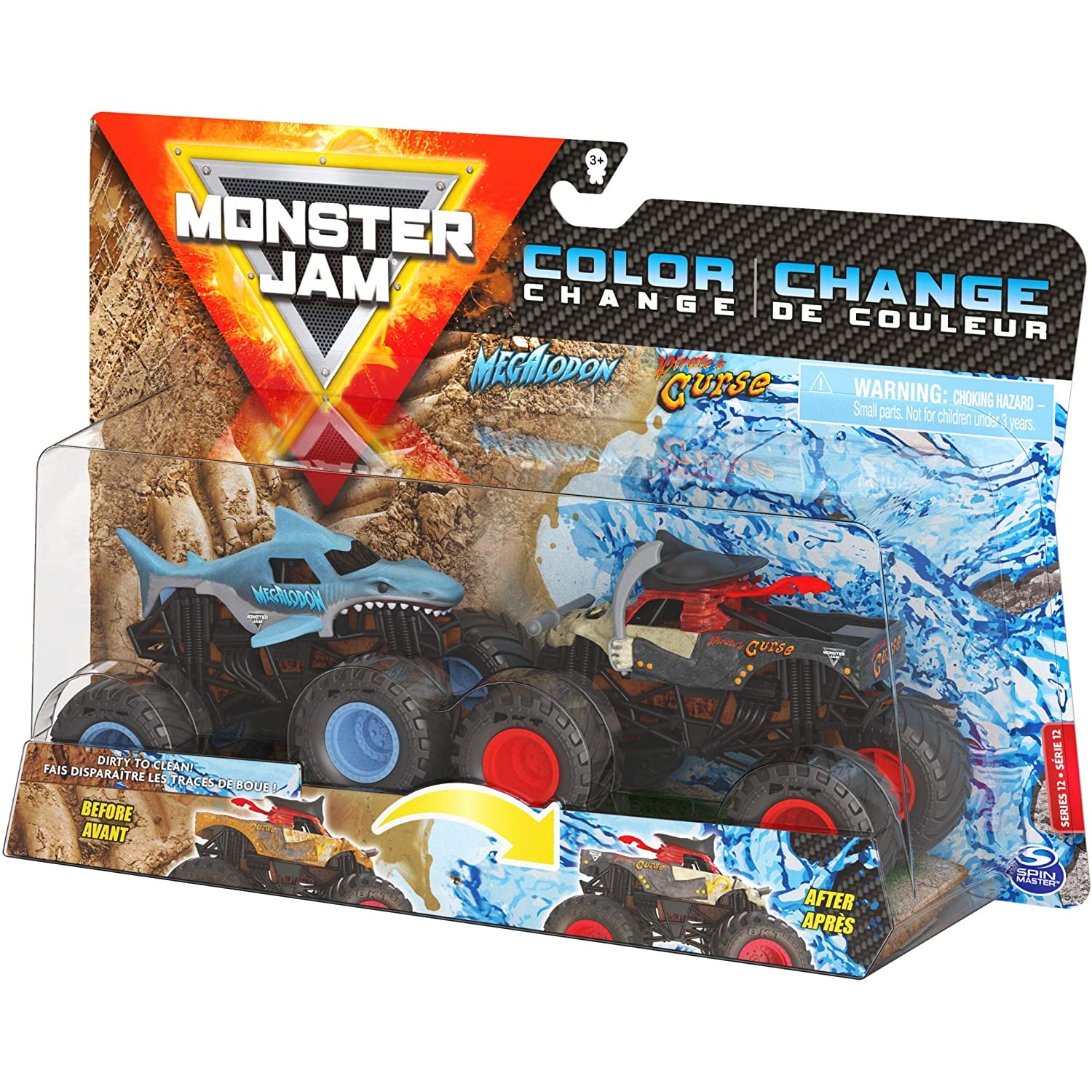 Set 2 Masinute Monster Jam Megalodon Vs Pirates Curse