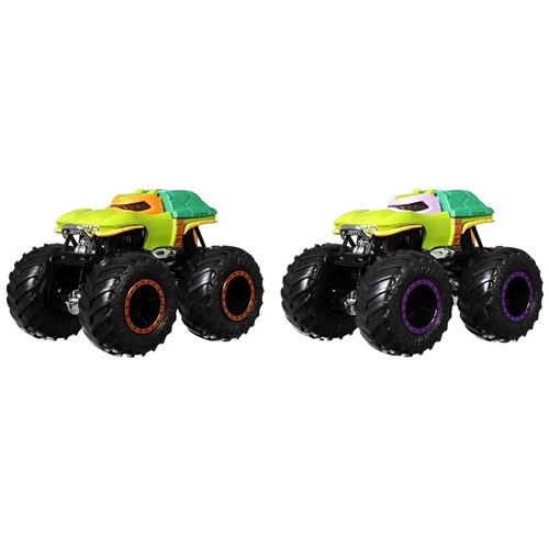 Set Masinute Hot Wheels by Mattel Monster Trucks Michelangelo vs Donatello, 2 Piese