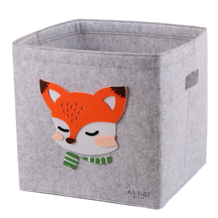 Cutie de depozitare, Ailiebe Design, cutie de jucarii pentru copii cu pasla, 33 x 33 x 33 cm