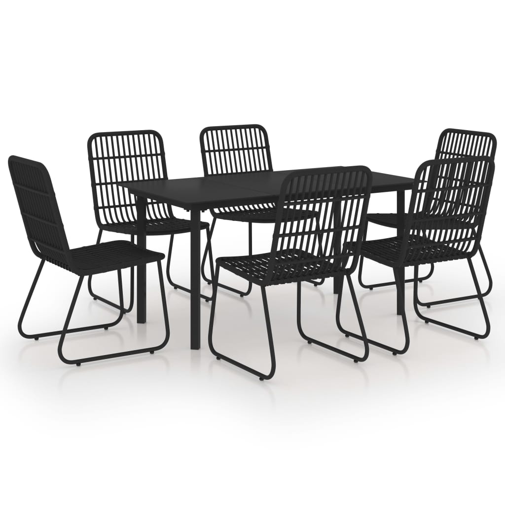 Set mobilier de exterior, 7 piese, poliratan si sticla