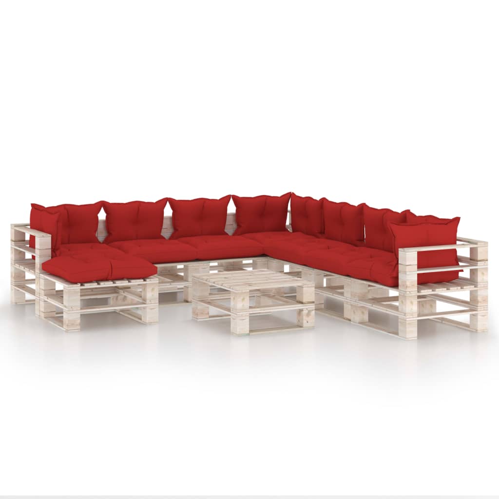 Set mobilier gradina din paleti cu perne, 9 piese, lemn de pin