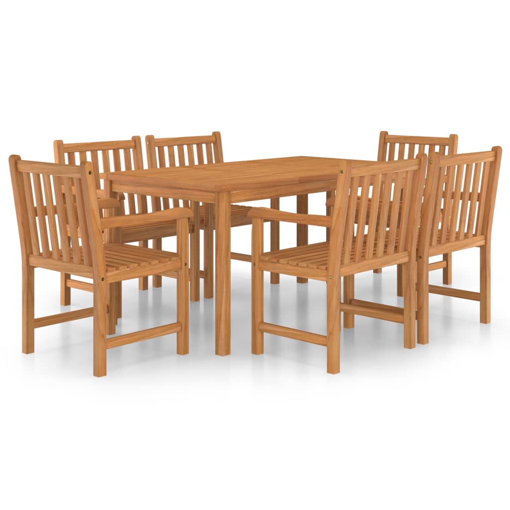 Set mobilier de gradina 7 piese, masa cu scaune cu brate, vidaXL, Lemn de tec, Maro