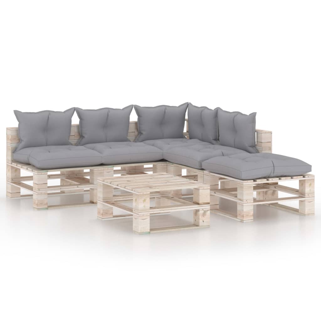 Set mobilier de gradina cu perne, 6 piese, lemn de pin