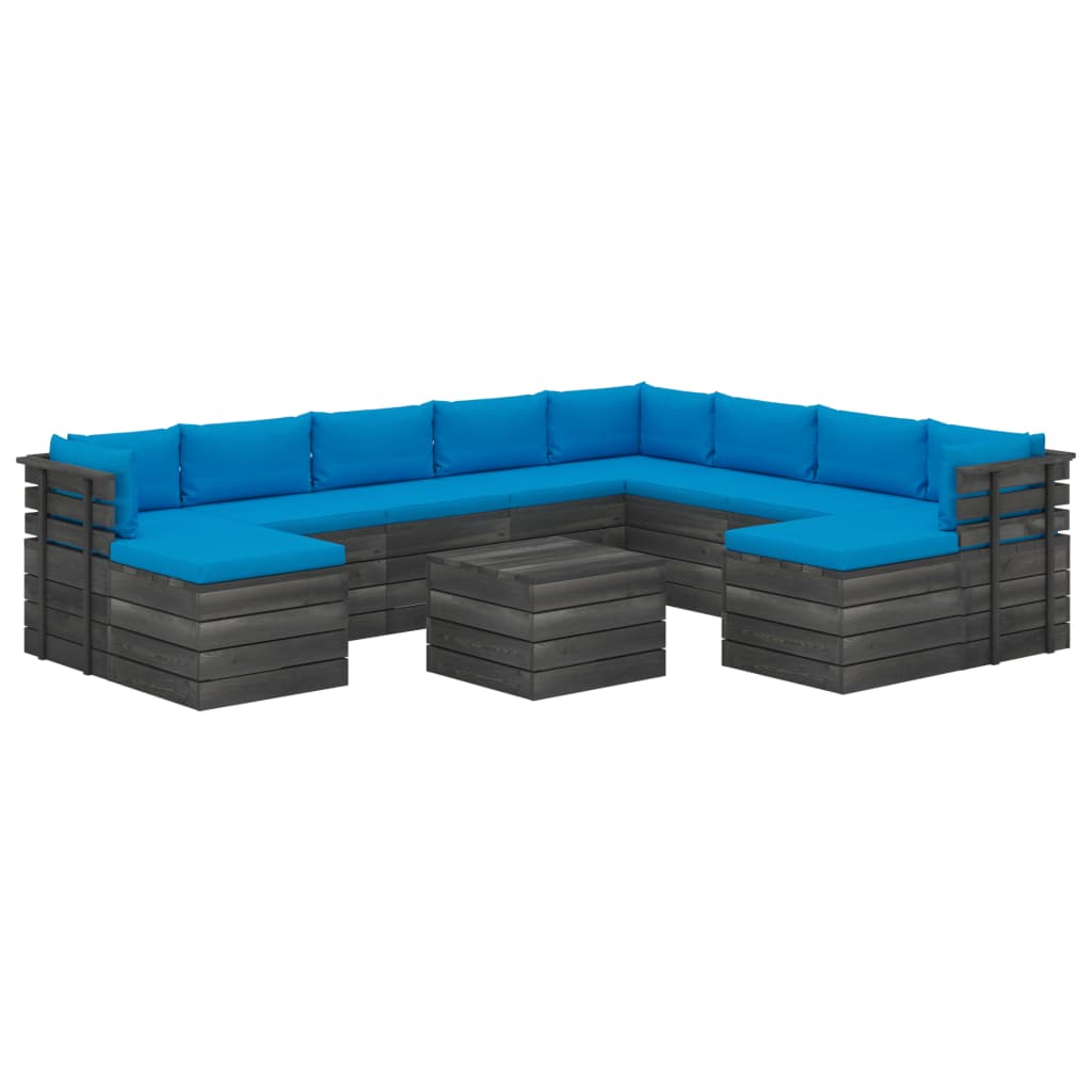Set mobilier gradina din paleti cu perne, 11 piese, lemn de pin