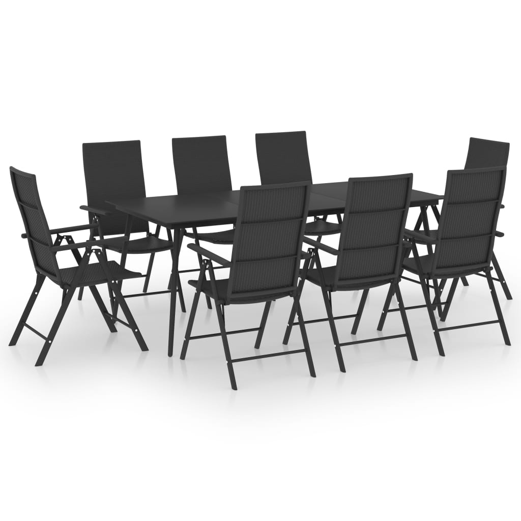 Set mobilier de gradina, 9 piese, negru