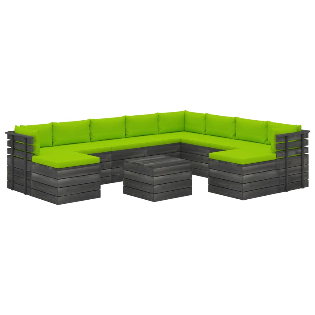 Set mobilier gradina din paleti cu perne, 11 piese, lemn de pin