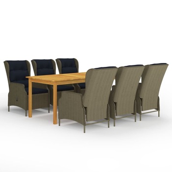 Set mobilier de gradina din 7 piese rabatabile cu perne de spatar incluse vidaXL, 200 x 90 x 74 cm, Maro Set mobilier de gradina din 7 piese rabatabile cu perne de spatar incluse vidaXL, 200 x 90 x 74 cm, Maro