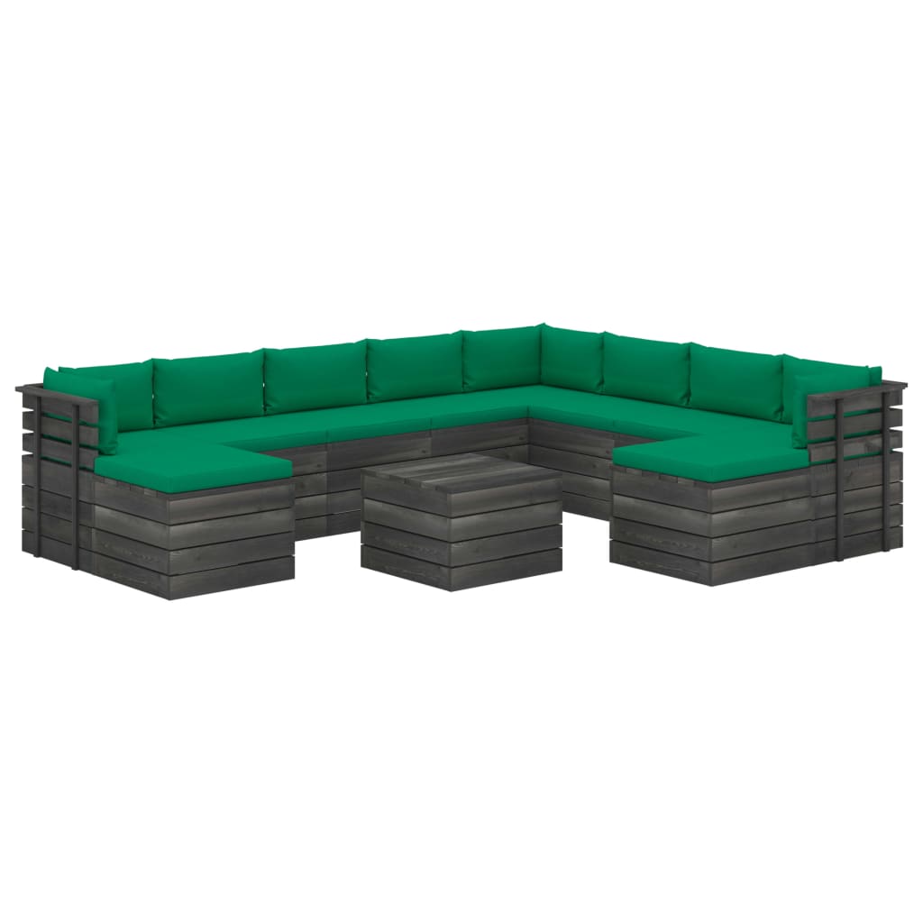 Set mobilier gradina din paleti cu perne, 11 piese, lemn de pin