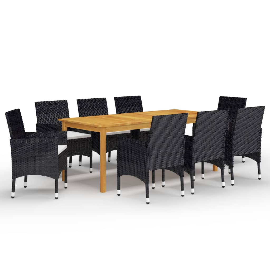 Set mobilier de gradina, 9 piese, negru