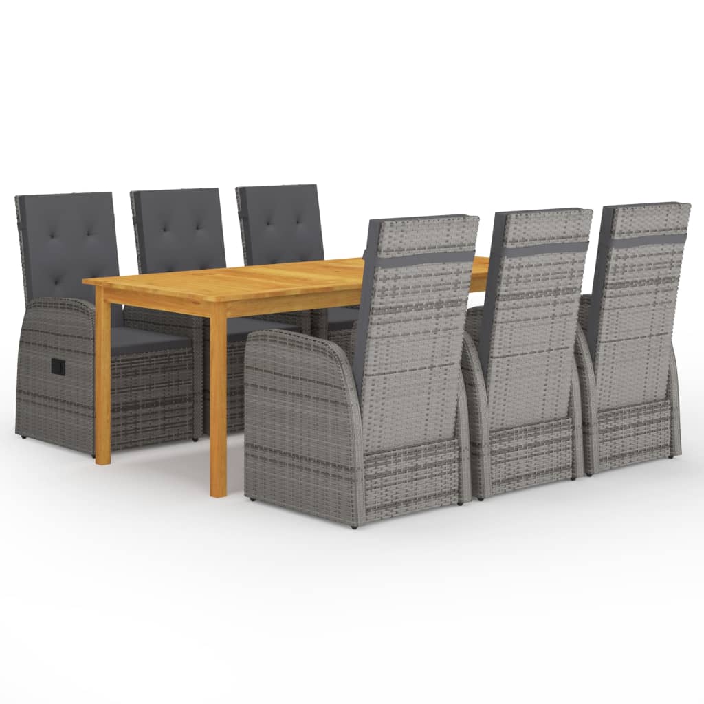 Set mobilier pentru gradina, 7 piese, gri