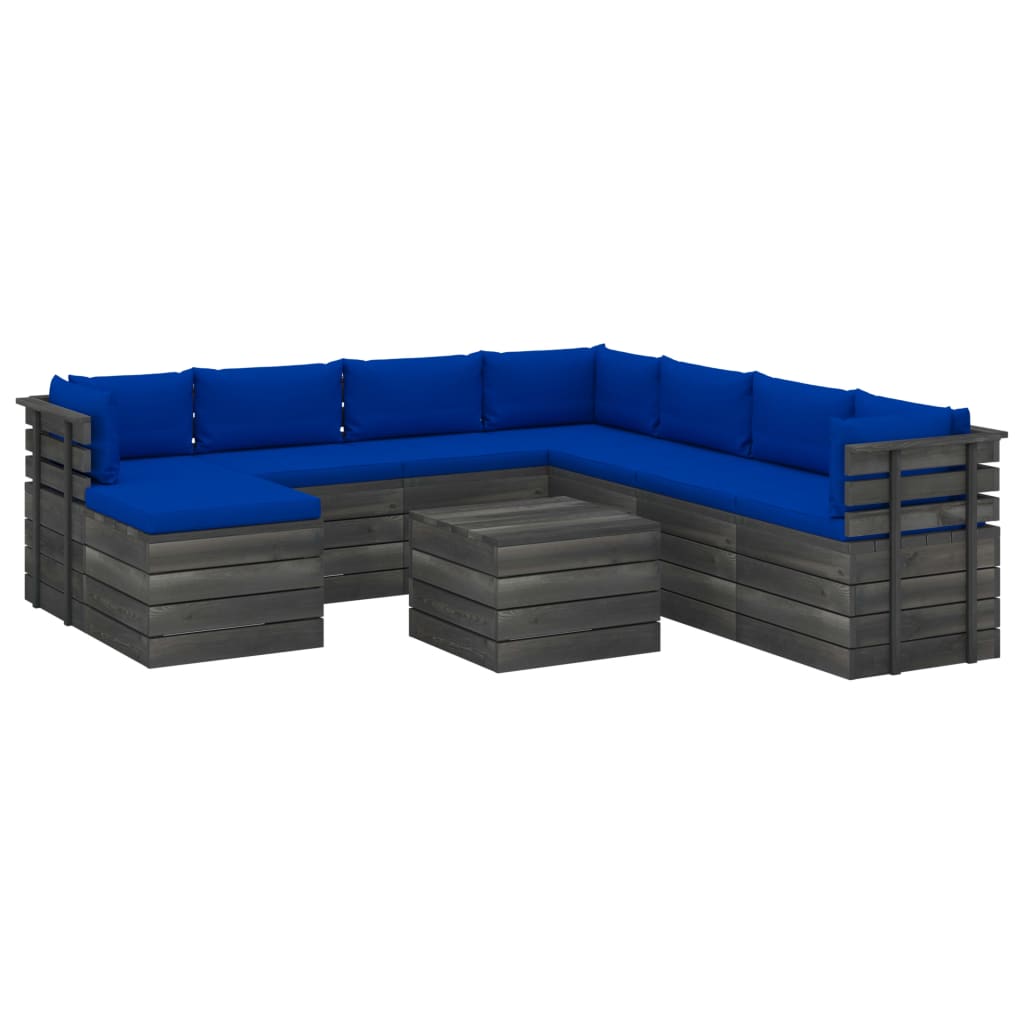 Set mobilier gradina din paleti cu perne, 9 piese, lemn de pin