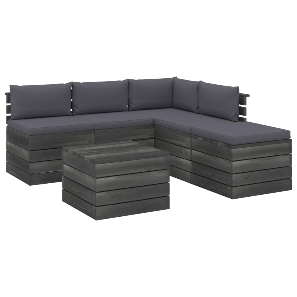 Set mobilier gradina din paleti cu perne, 6 piese, lemn de pin