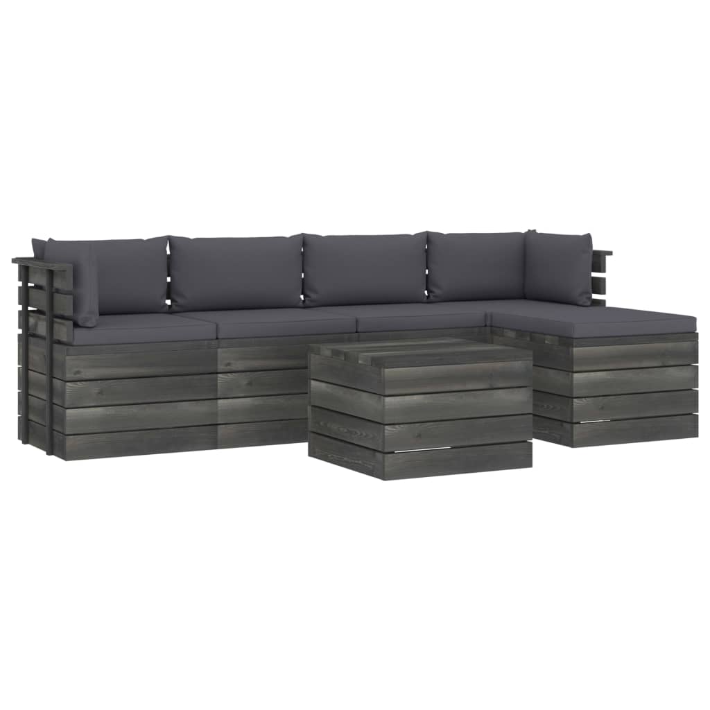 Set mobilier gradina din paleti cu perne, 6 piese, lemn de pin