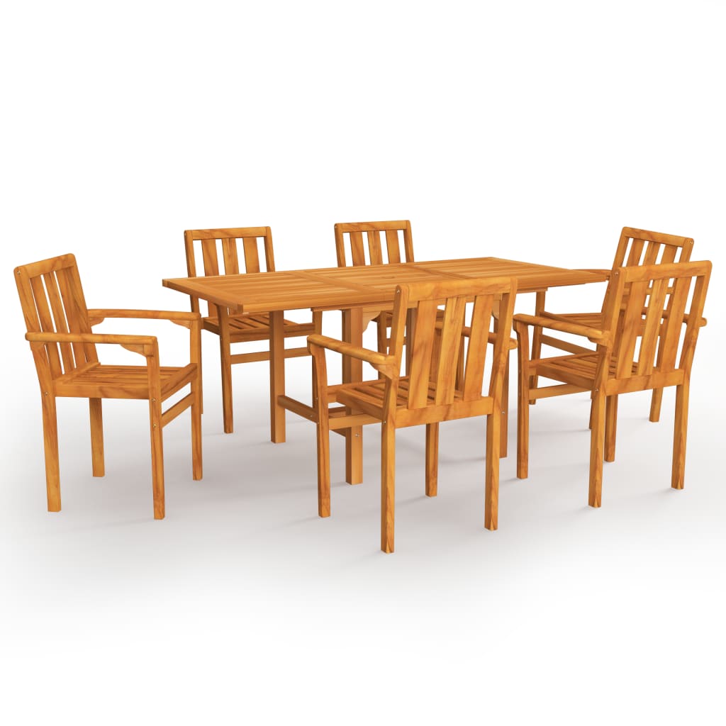 Set mobilier de gradina 7 piese, masa extensibila cu scaune cu brate, vidaXL, Lemn de tec, Maro