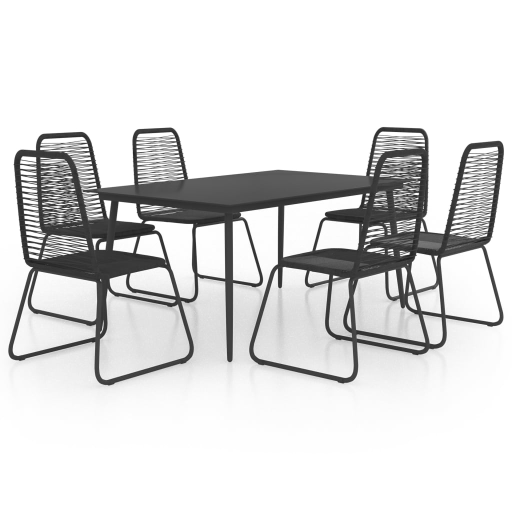 Set mobilier de gradina cu 7 piese, vidaXL, PVC, 150 x 90 x 74 cm, Negru
