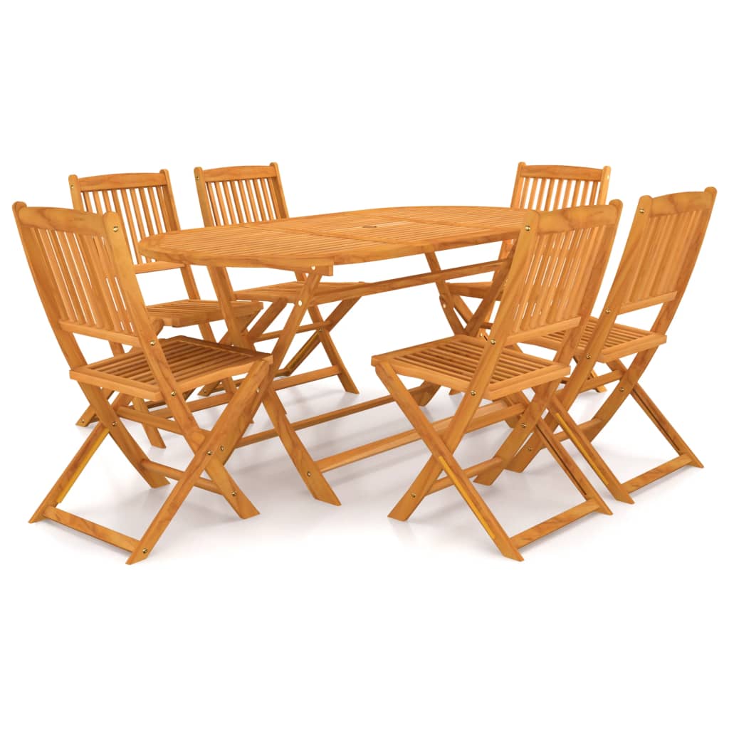 Set mobilier de gradina din lemn masiv cu 7 piese vidaXL, Lemn, 160 x 85 x 75 cm, Maro