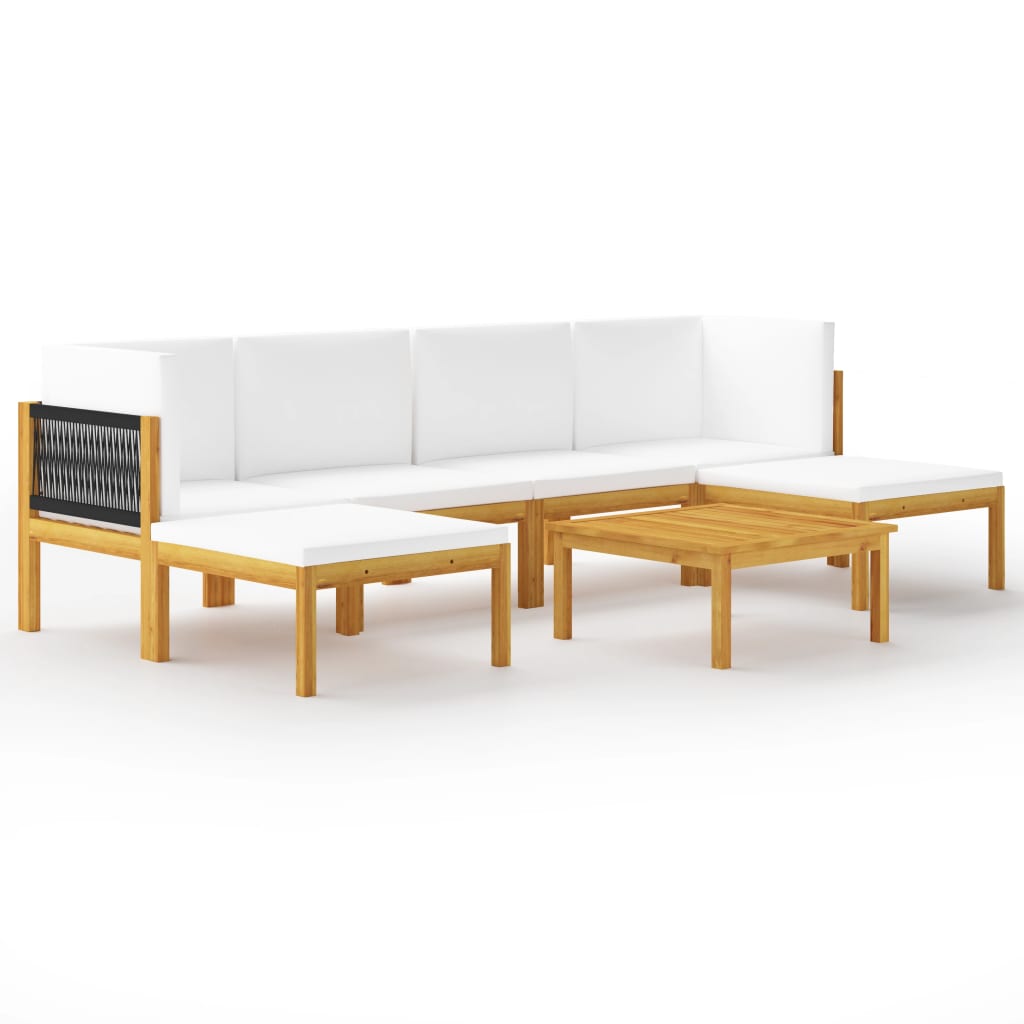 Set mobilier gradina cu perne, crem, 7 piese, lemn masiv acacia