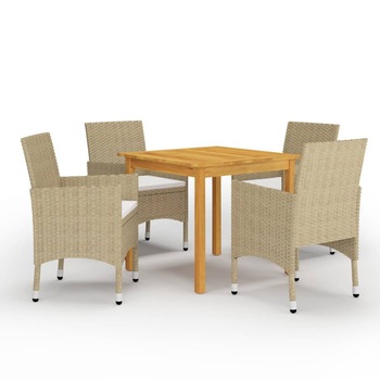 Set mobilier de gradina din 5 piese cu perne crem vidaXL, 85 x 85 x 74 cm/ 52 x 57 x 84 cm, Bej/Crem Set mobilier de gradina din 5 piese cu perne crem vidaXL, 85 x 85 x 74 cm/ 52 x 57 x 84 cm, Bej/Crem