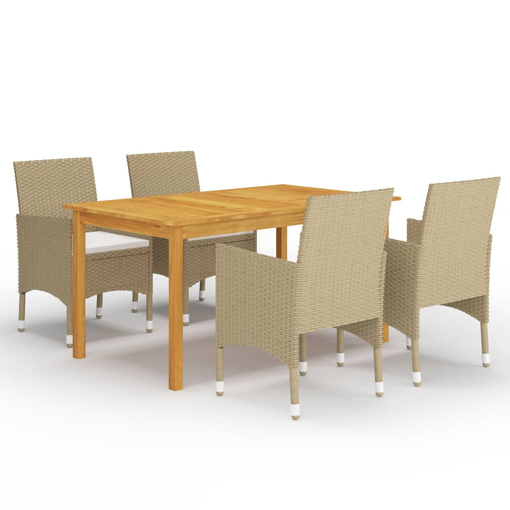 Set mobilier de gradina din 5 piese cu perne crem vidaXL, 150 x 90 x 74 cm, Bej/Crem