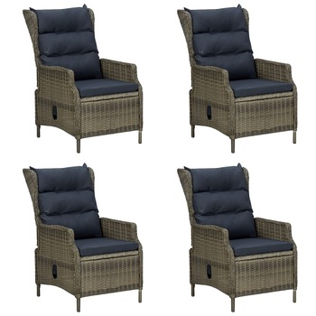 Set mobilier de gradina cu 5 piese - masa si fotolii cu perne, vidaXL, Ratan, 140 x 70 x 73,5 cm, Maro Set mobilier de gradina cu 5 piese - masa si fotolii cu perne, vidaXL, Ratan, 140 x 70 x 73,5 cm, Maro