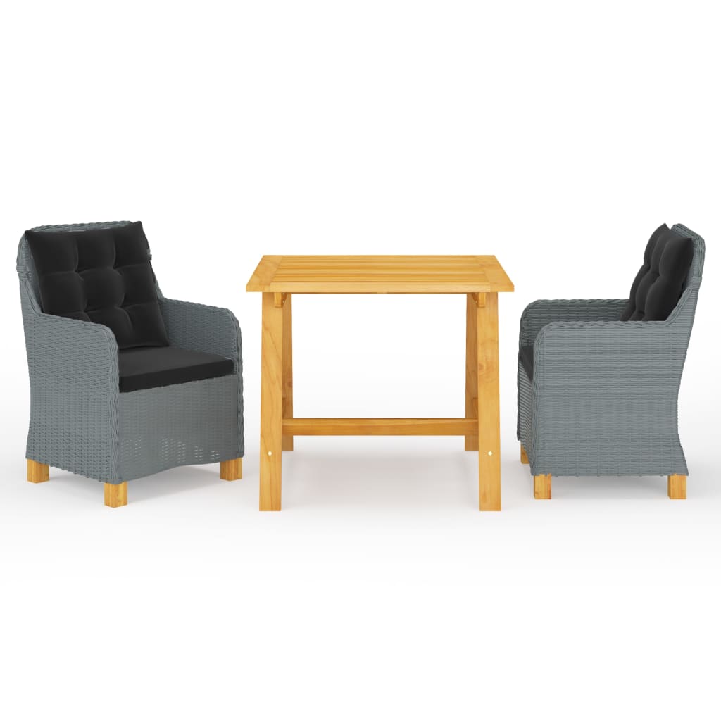 Set de masa pentru gradina, 3 piese, gri deschis