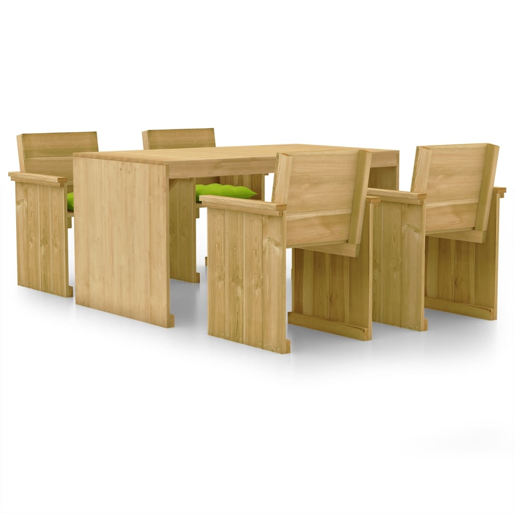 Set de masa pentru gradina cu perne, 5 piese, lemn pin tratat