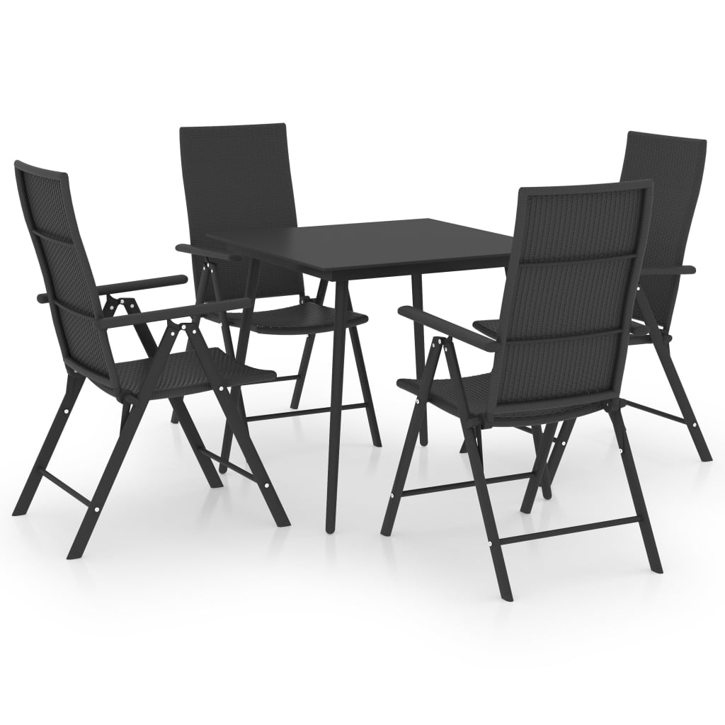Set de masa pentru gradina, 5 piese, negru