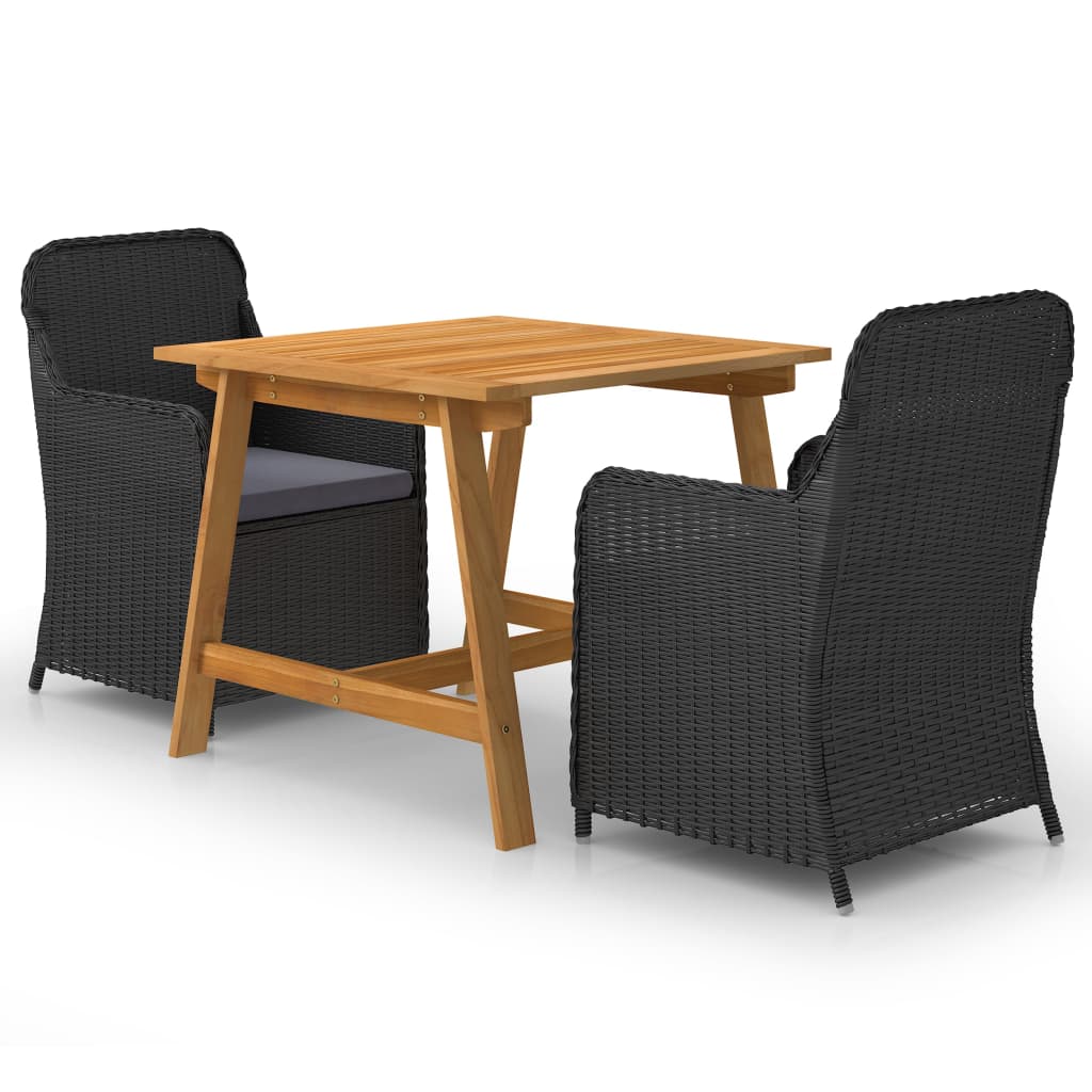 Set mobilier de gradina, 3 piese, negru