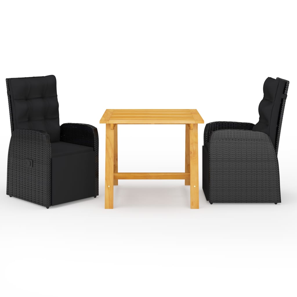 Set mobilier de gradina, 3 piese, negru