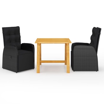 Set mobilier de gradina, 3 piese, negru Set mobilier de gradina, 3 piese, negru