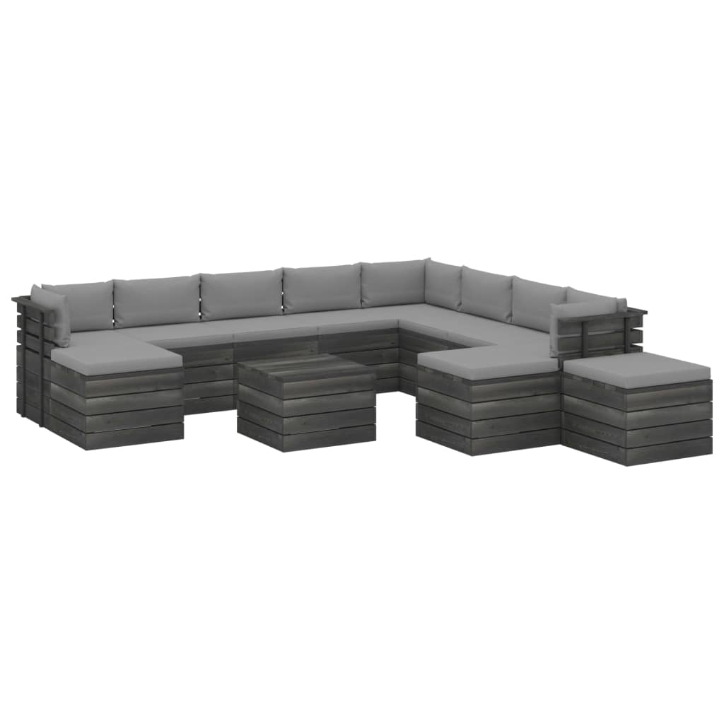 Set mobilier gradina din paleti cu perne, 12 piese, lemn de pin