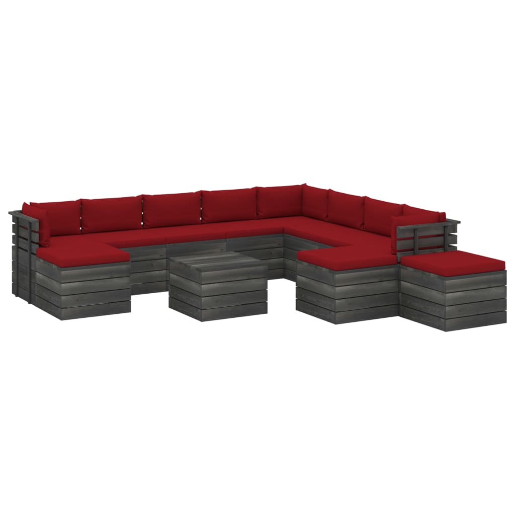 Set mobilier gradina din paleti cu perne, 12 piese, lemn de pin