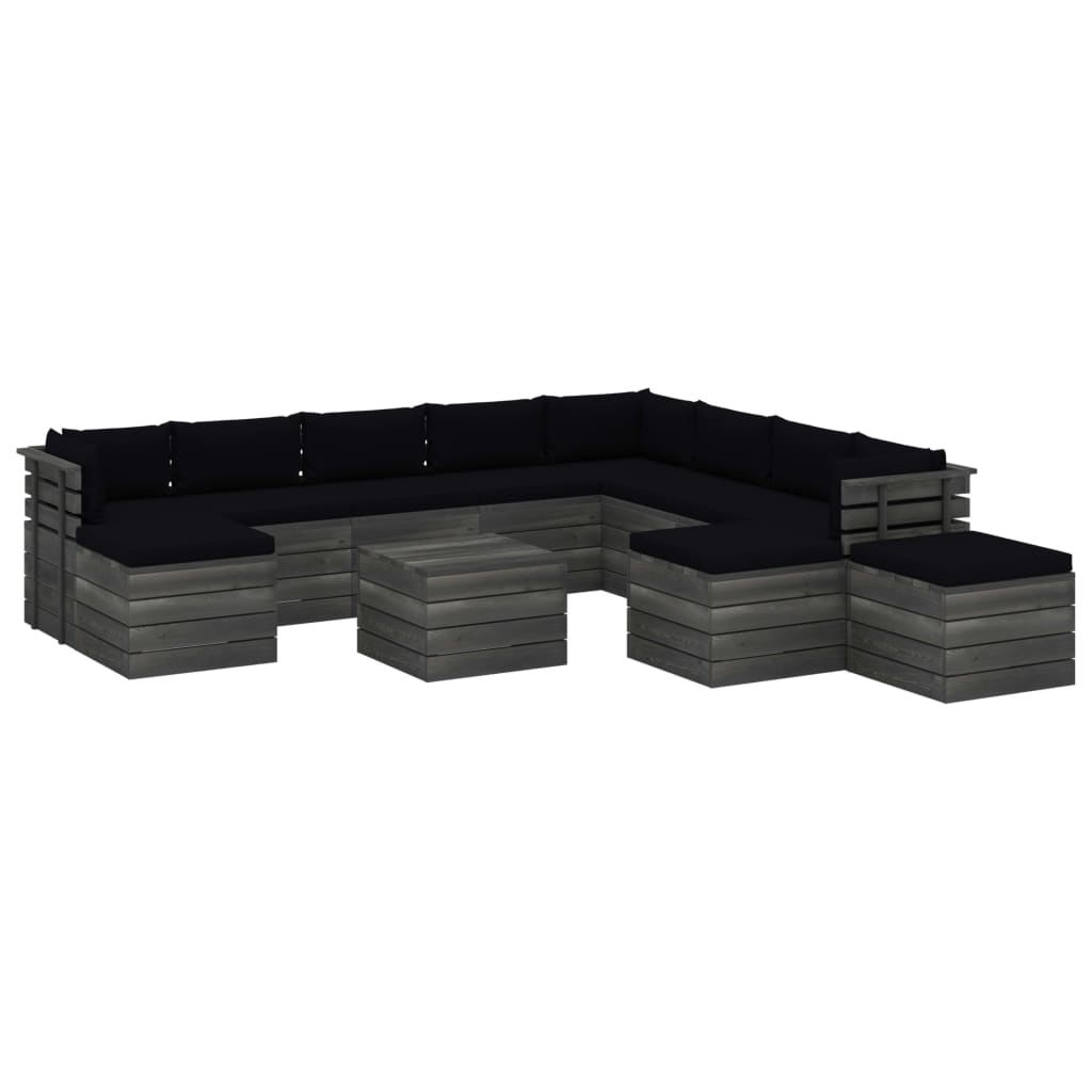 Set mobilier gradina din paleti cu perne, 12 piese, lemn de pin