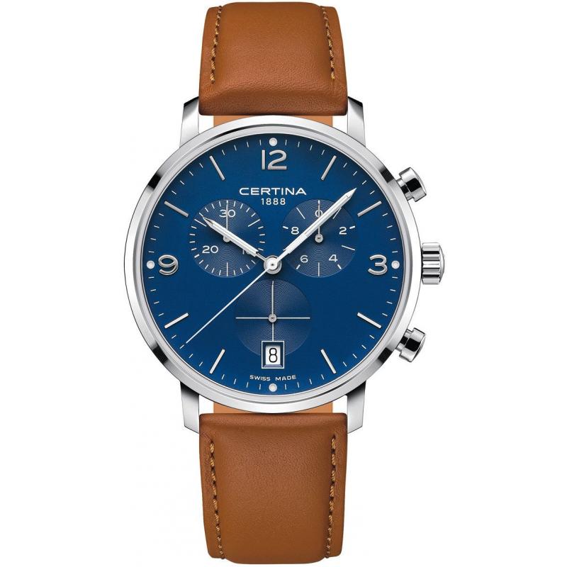 Ceas barbati Certina DS Caimano Chronograph Quartz Precidrive C035.417.16.047.00, Otel/Piele, 10 ATM, Maro