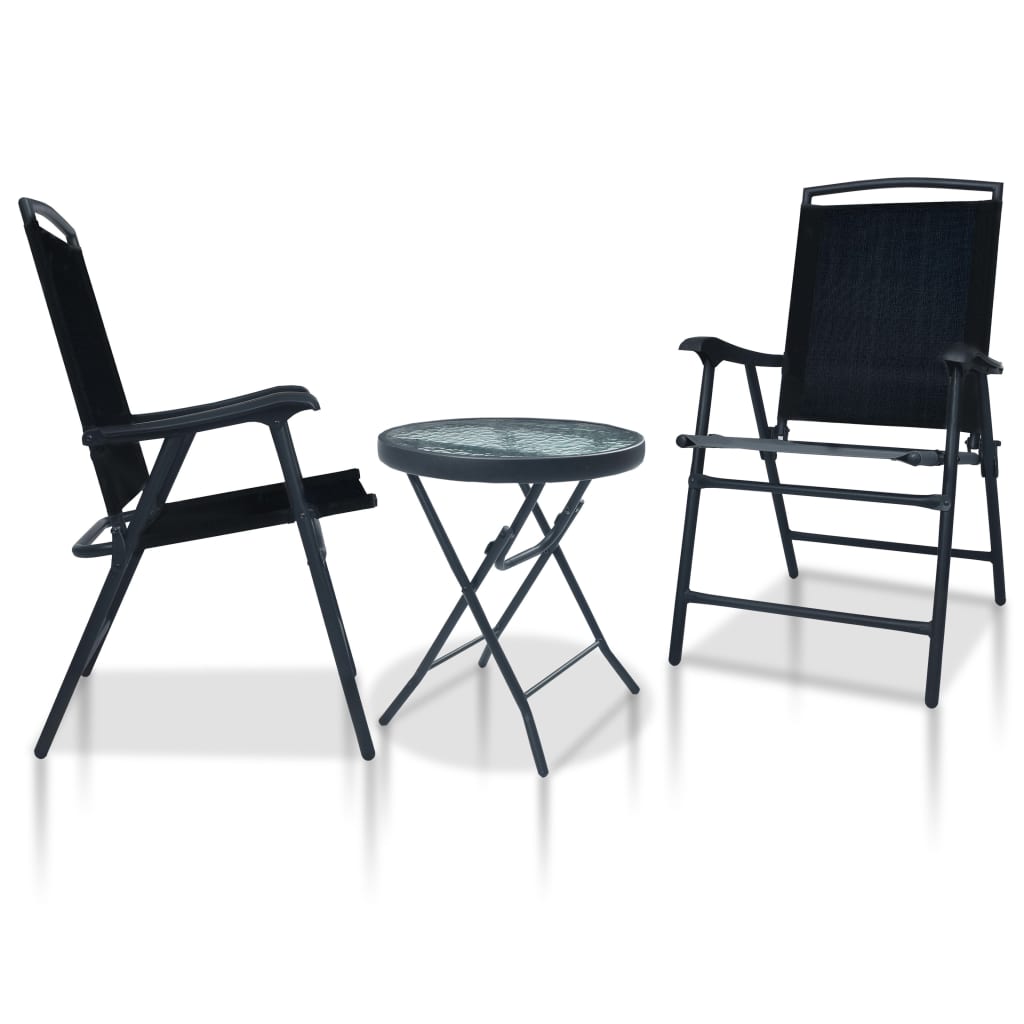 Set mobilier de bistro din 3 piese cu masa rotunda vidaXL, Otel, 62 x 59 x 93 cm, Negru