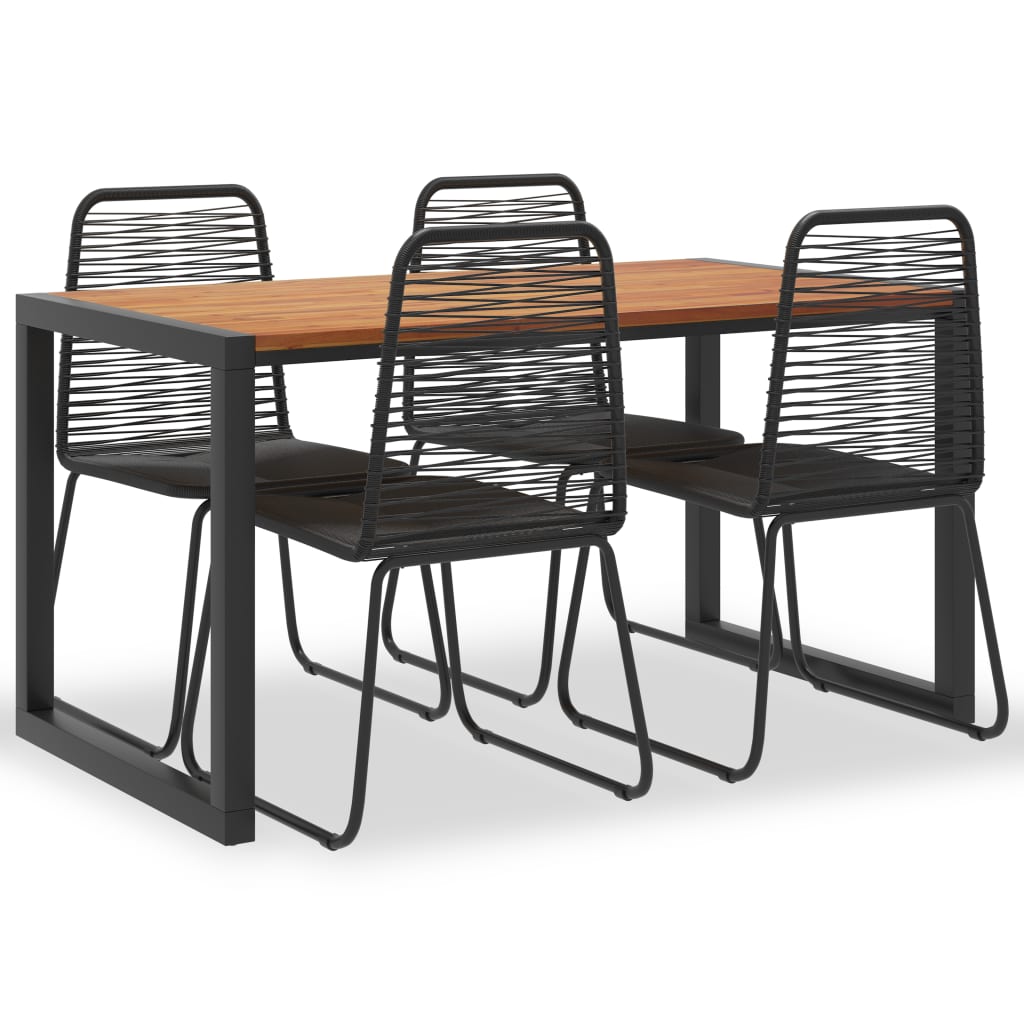 Set mobila de exterior din 5 piese vidaXL, Poliratan, 140 x 70 x 75 cm, Negru