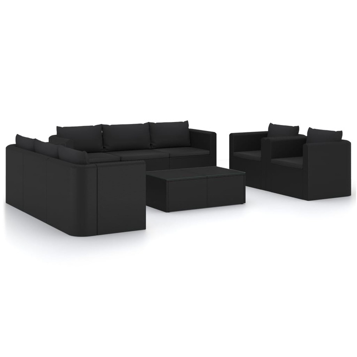Градински Комплект vidaXL, Изкуствен ратан, Черен, 3059499