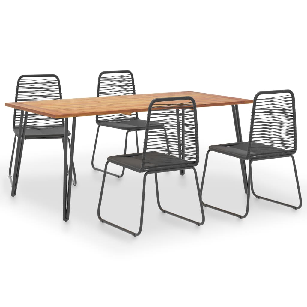 Set mobila de exterior din 5 piese vidaXL, Poliratan, 180 x 90 x 75 cm, Negru