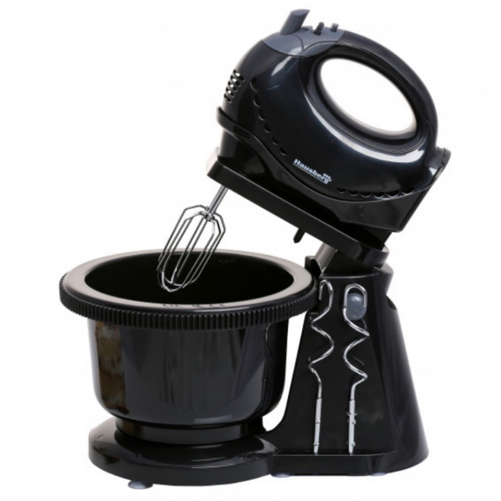Миксер с въртяща се купа Hausberg HB-3519NG, 300W, 2 л, 5 скорости, Черен