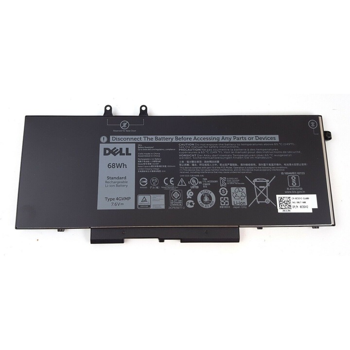 Батерия за лаптоп Dell Inspiron 7590 2-в-1, Latitude 5500 5501 5510 5511, Precision 3540 3550, тип Dell 4GVMP, 68Wh