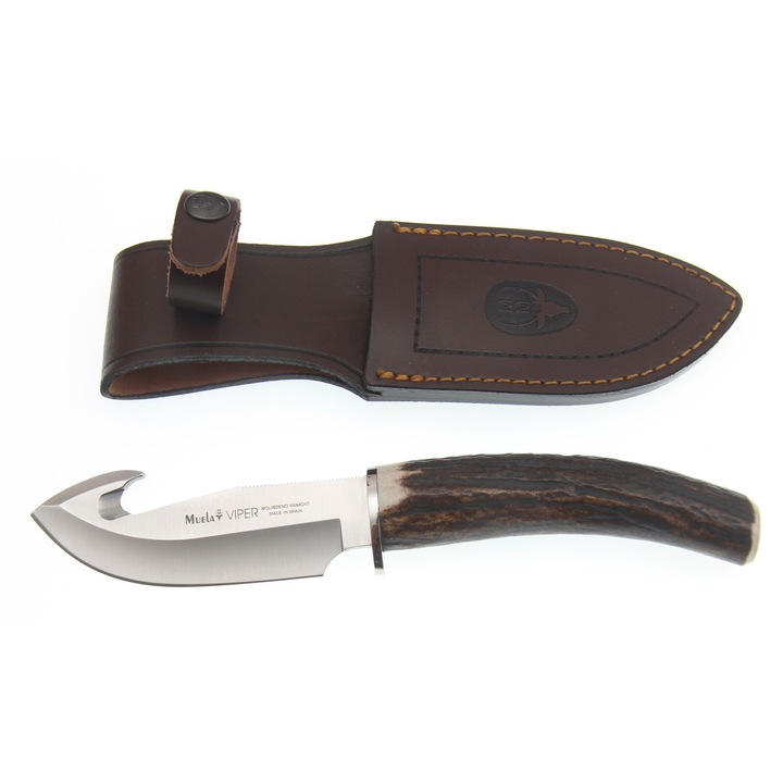 Cutit Muela VIPER-11A Skinner Deer Stag, Otel inoxidabil, 11 cm, Maro/Gri