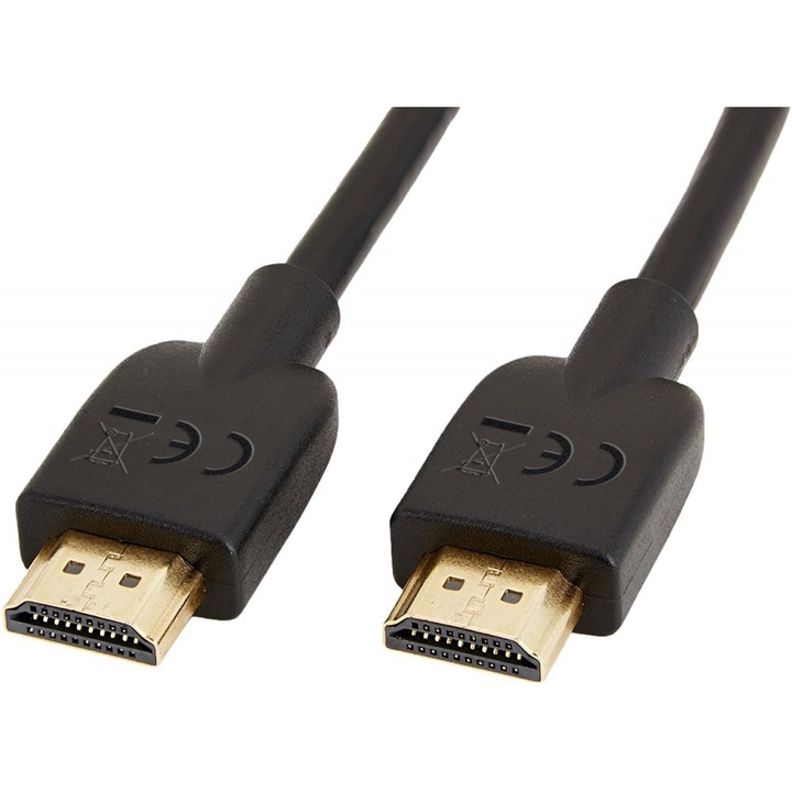 Cablu HDMI 2.0 High Speed Techly, HDMI-A tata-tata, 4K@60Hz, 18Gbps, HEC, ARC, 3D, contacte aurite, 0,5m, negru, ICOC HDMI2-4-005T