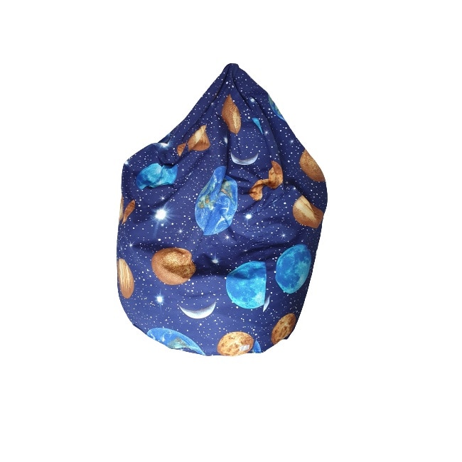 Husa ANALUCA gen fotoliu Beanbag pentru depozitare jucarii de plus, perne, imprimeu planete